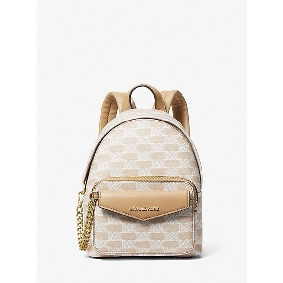 Michael Kors Maisie Extra-Small Logo 2-in-1 Backpack Camel Chain Cardcase Wallet - Picture 13 of 13